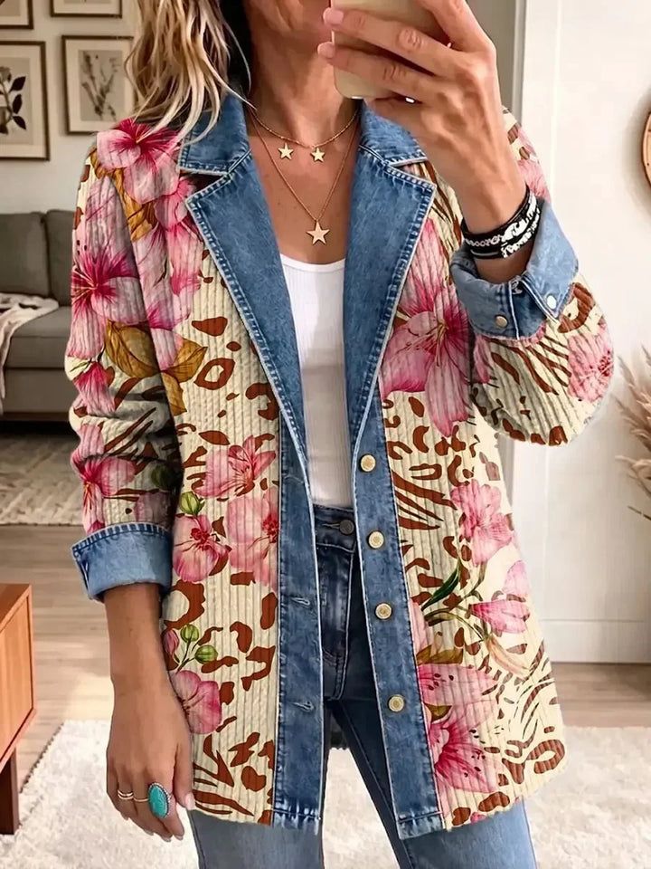 Luna | Veste Rétro à Motif Fleuri et Léopard