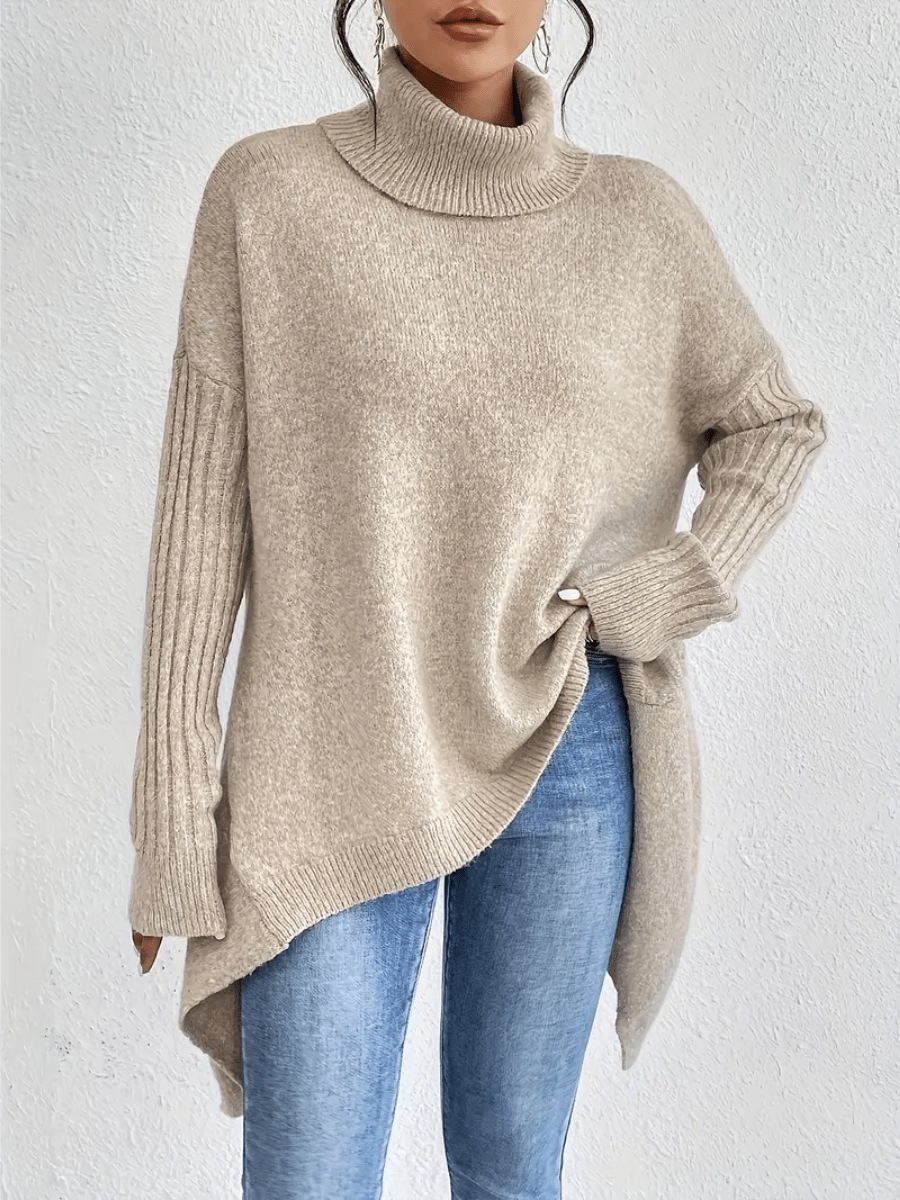 Isabelle | Pull Oversize à Col Roulé avec Doublure Chaude