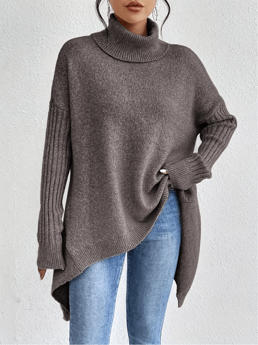 Isabelle | Pull Oversize à Col Roulé avec Doublure Chaude