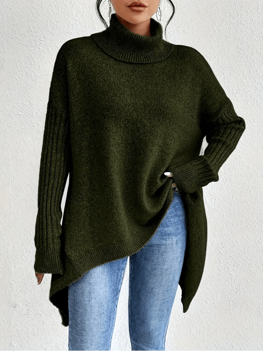 Isabelle | Pull Oversize à Col Roulé avec Doublure Chaude
