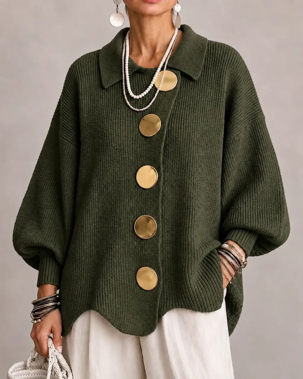 Karina | Cardigan Oversize à Col et Boutons