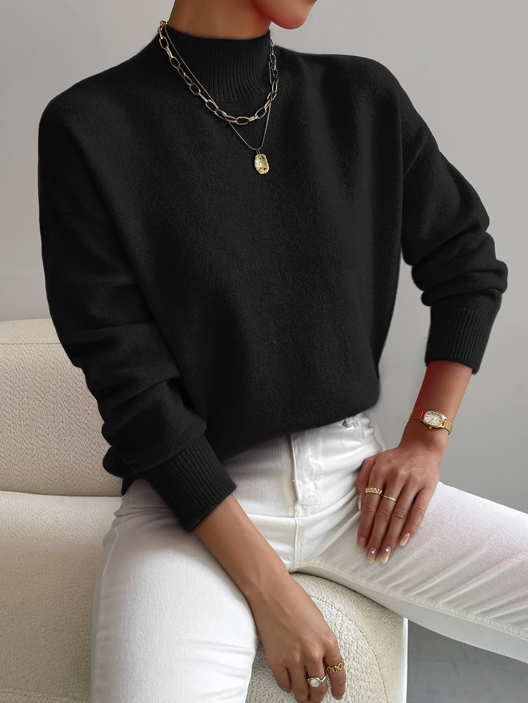 Maria | Pull Élégant à Col Roulé
