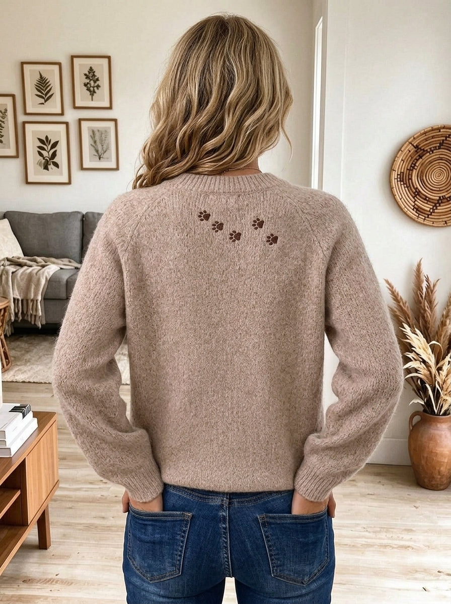 Victoire | Pull Col Rond Brodé Teckel