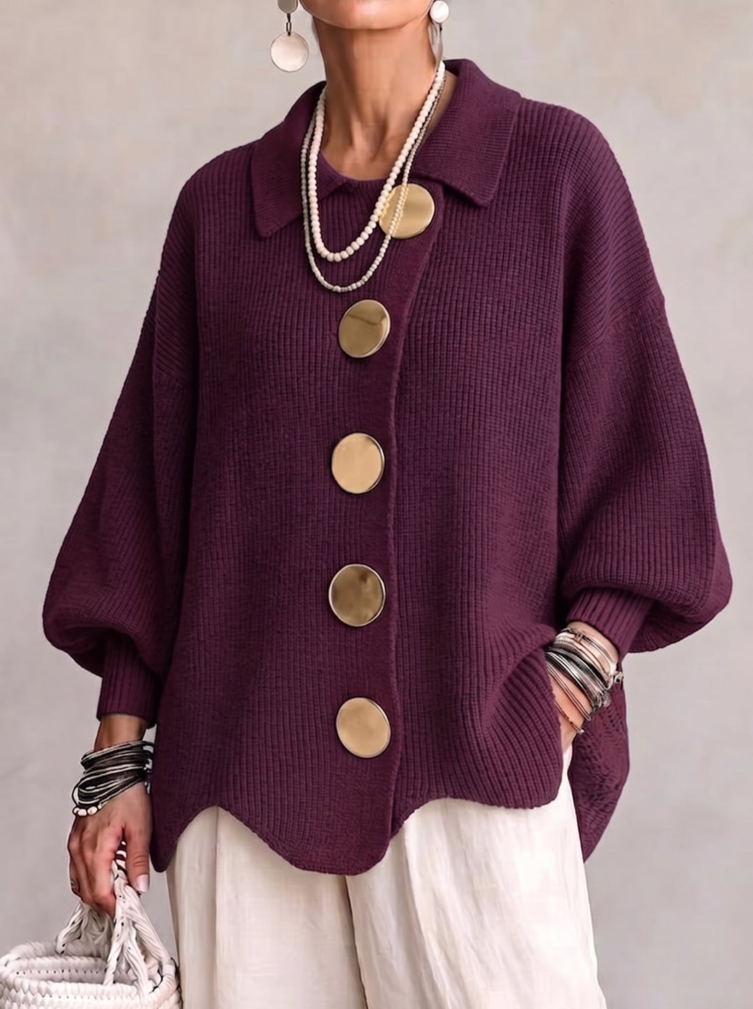 Karina | Cardigan Oversize à Col et Boutons