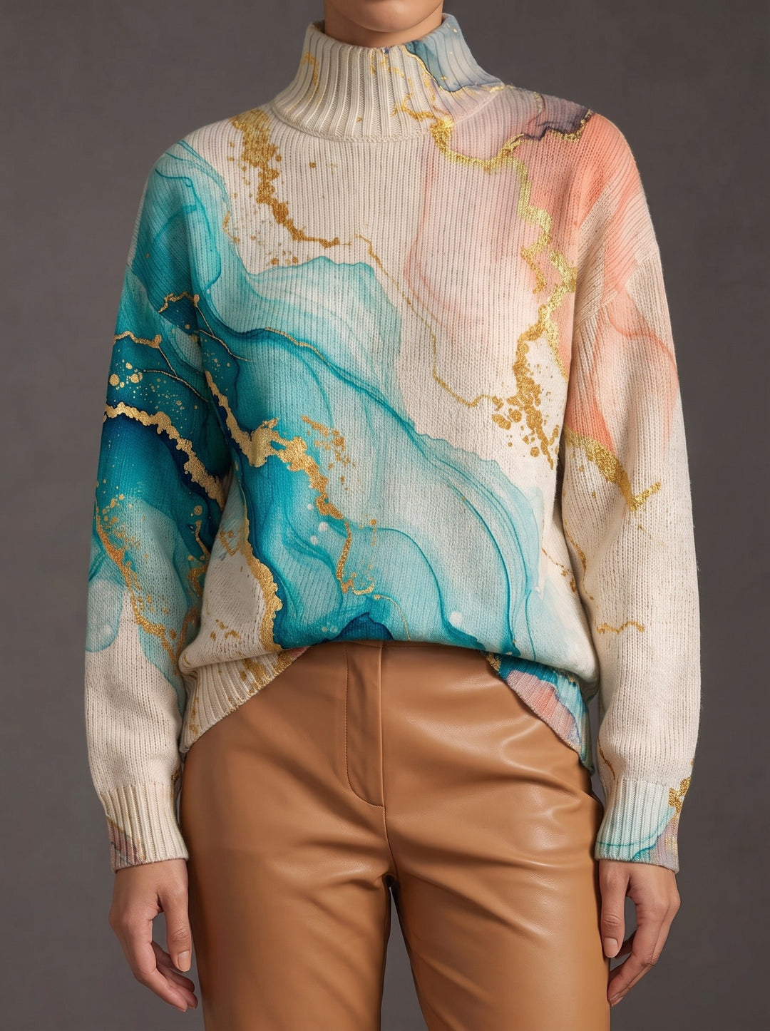 Larissa | Pull Col Roulé Effet Marbré