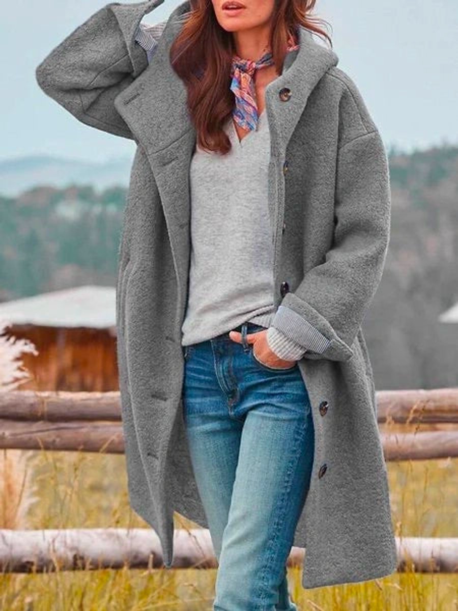 Eleanor | Manteau Long à Capuche Boutonné