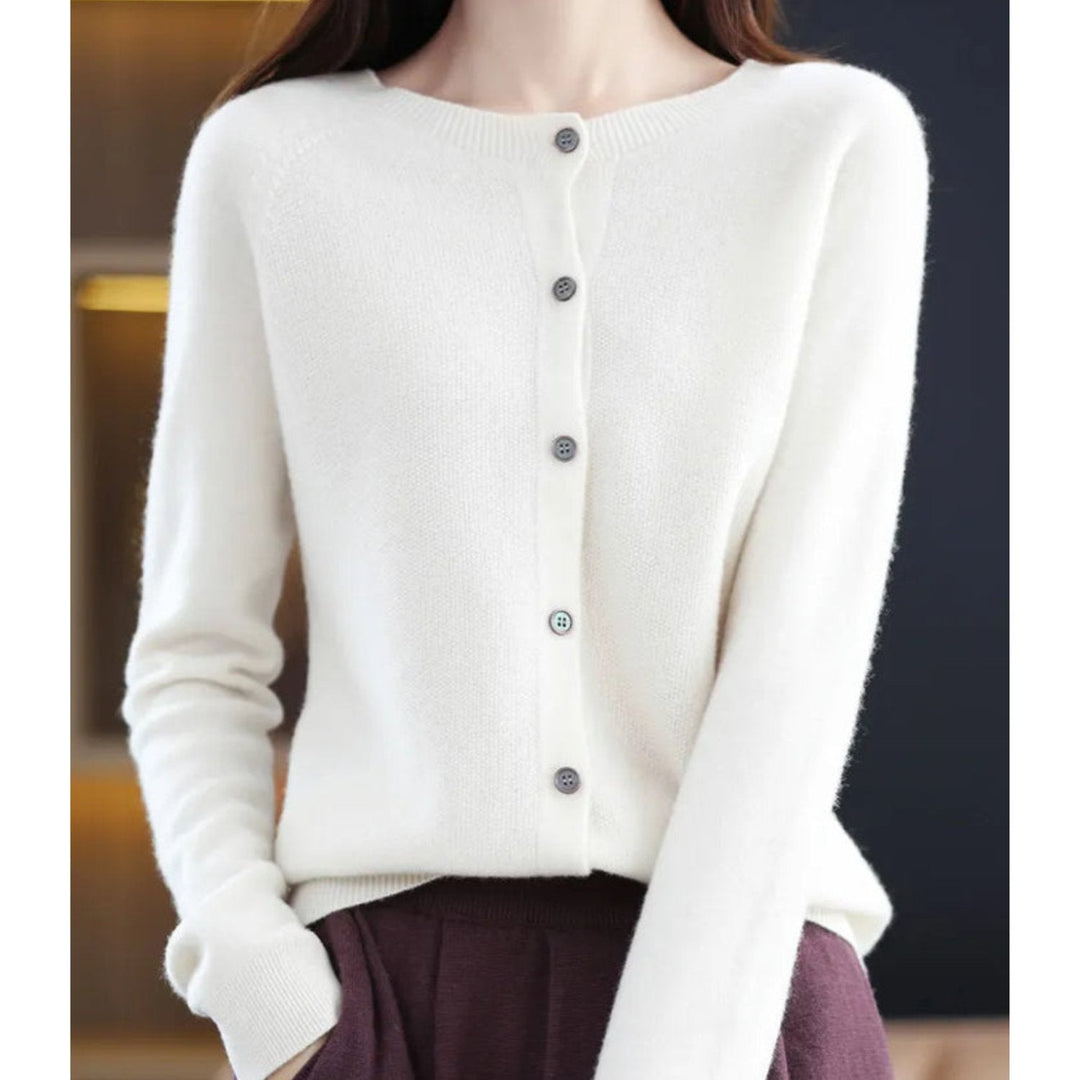 Joséphine | Cardigan en Laine à Col Rond Boutonné
